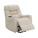Nairi - Power Recliner With Lift & Heating & Massage - Ivory Leather Aire