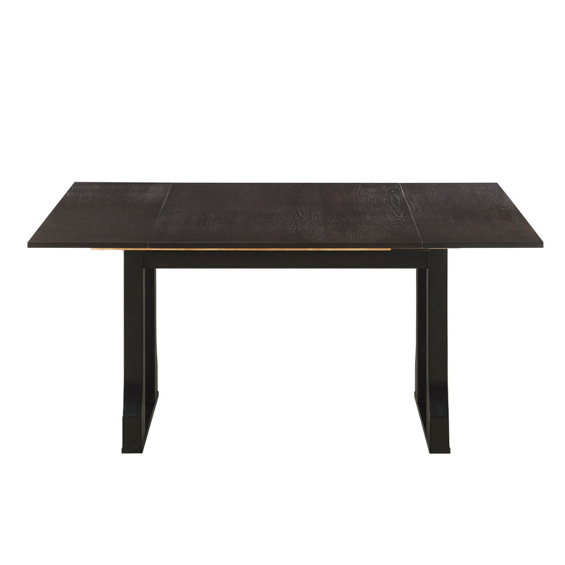 6 Piece Extendable Dining Table Set With 4 Wicker Back Upholstered Dining Chairs And Long Bench, 2 Removable Leaf