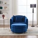 Oversized Velvet Swivel Barrel Accent Chair And Ottoman Set With Storage