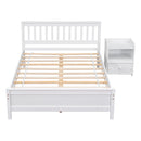 Full Bed with Headboard and Footboard for Kids, Teens, Adults,with a Nightstand ,White