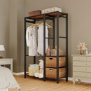Garment Rack With Shelves, 2 Wicker Drawers, 4 Hooks, Organizer