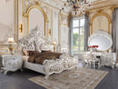 Vanaheim - Eastern King Bed - Beige PU & Antique White Finish - Atlantic Fine Furniture Inc