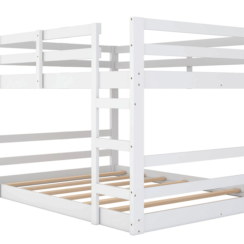 Full Over Full Bunk Bed With Ladder - White