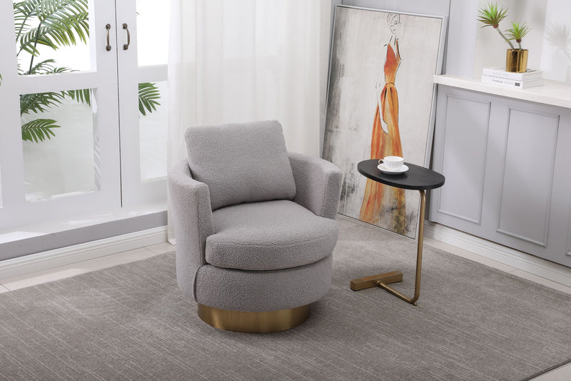 Barrel Chair, Swivel Accent Chairs Armchair For Living Room, Reading Chairs For Bedroom Comfy, Round Barrel Chairs With Gold Stainless Steel Base