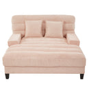 Chaise Bed Lounge Sofa Chair With Adjustable Backrest And LED Light Strip - Pink