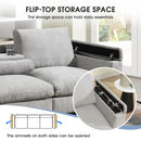 Sectional With Bluetooth Speaker Comfy Cloud Couch Set With Drop Down Table Cup Holders, USB Charger Storage Armrest Wide Seat Sofa