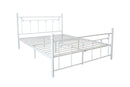 Queen Size Metal Bed Frame with Headboard and Footboard (White)