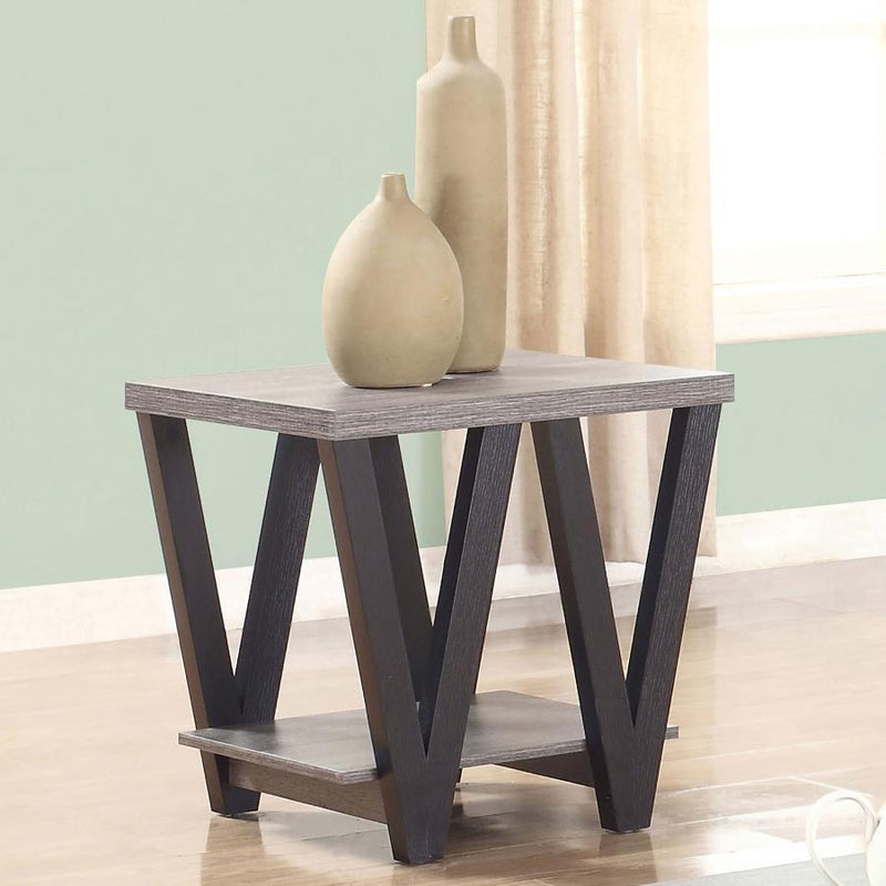 Stevens - Engineered Wood End Table Antique - Gray And Black - Atlantic Fine Furniture Inc