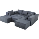 Luxury 8 Piece Modular U Shaped Sectional Sofa With Oversized Chaise Lounge And Bed Corduroy Upholstery