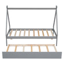 Twin size Tent Floor Bed, Teepee Bed, with Trundle,Grey