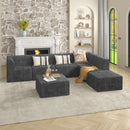 Modern Minimalist Corduroy Sleeper Sofa, Compressed Sectional Single Seat