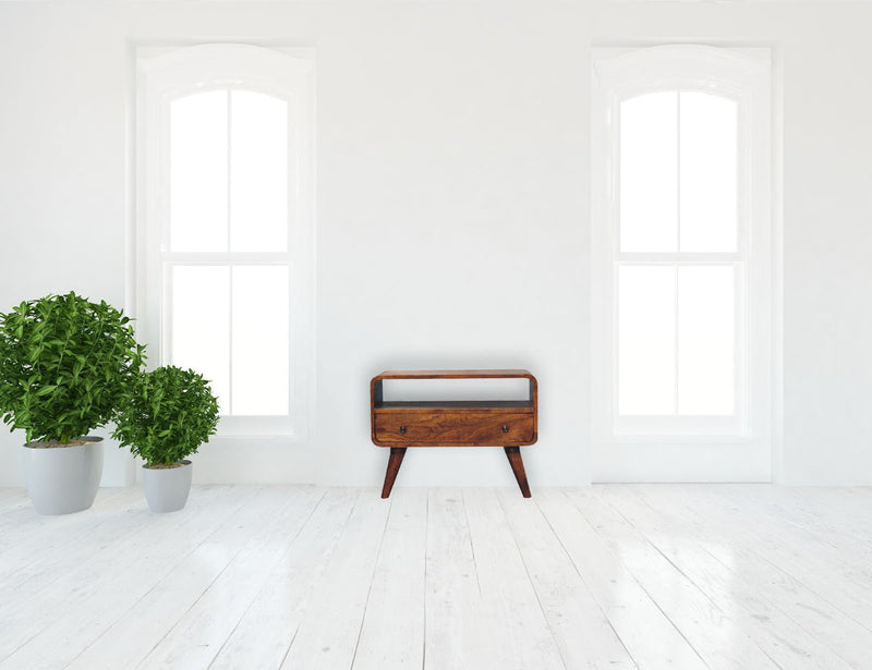 Mini Curved Media Unit - Chestnut