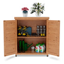 Rustic Cedar Potting Bench With Storage Cabinet And Metal Table Top For Outdoor Patio - Light Brown