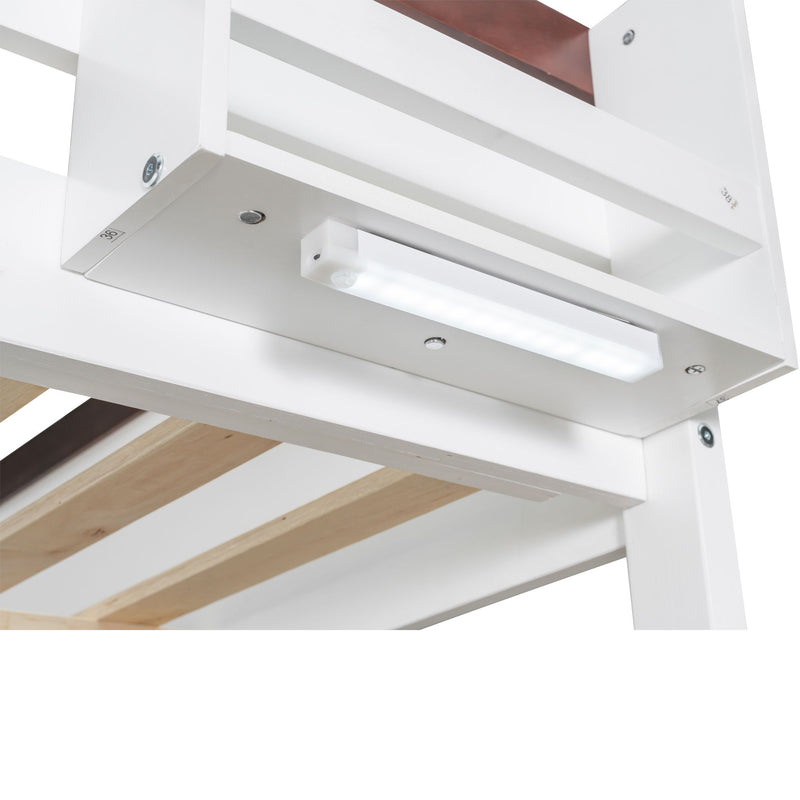 Bunk Bed With Built In Shelves, Storage Box, LED Light And USB Charging Station