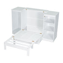 Twin Size Murphy Bed With Bedside Shelves And Wardrobe - White