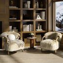 Becker - Rustic Oak Sheepskin Upholstered Accent Arm Chair - Taupe Beige