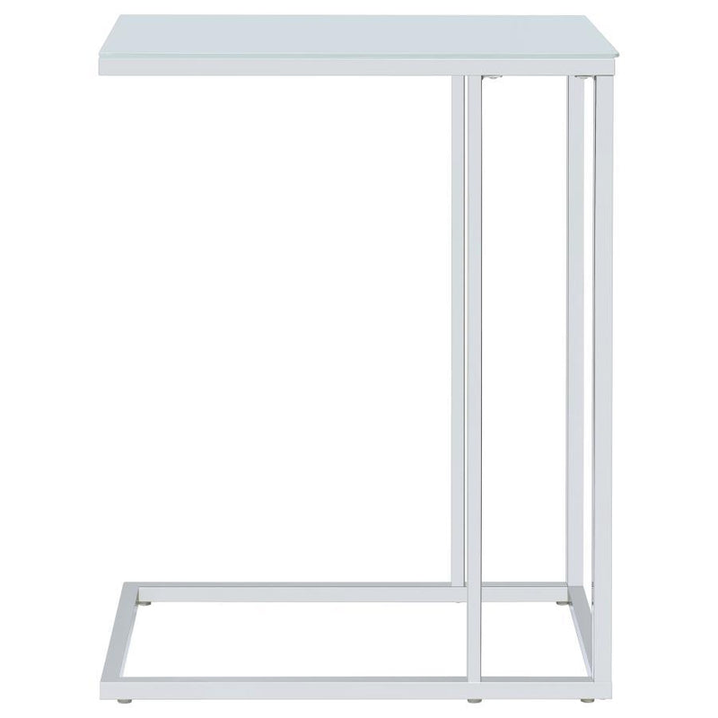 Stella - Glass Top C-Shaped Sofa Side Table - Chrome