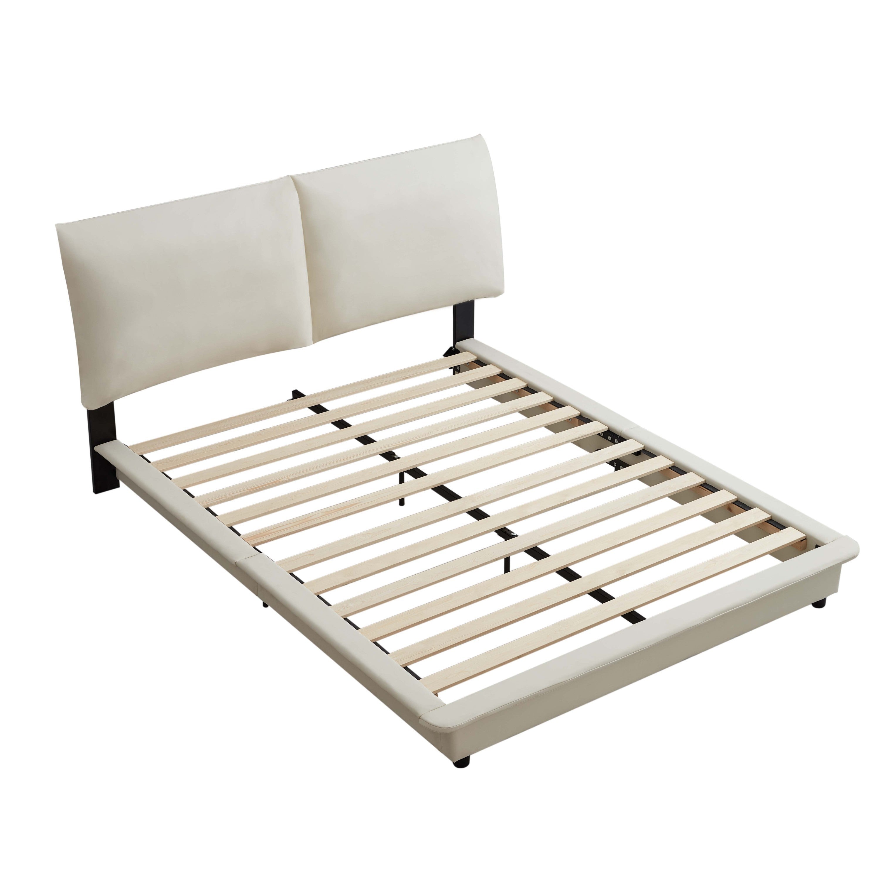 Full Size Upholstered Platform Bed with Sensor Light and Ergonomic Design Backrests, White - Atlantic Fine Furniture Melbourne FL