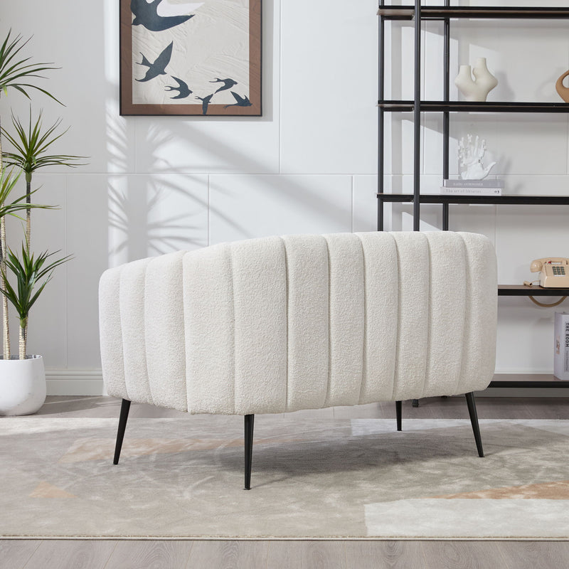 Glam Mini Loveseat, Accent Couch - Ivory