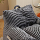 Giant Plush Bean Bag Chair With Armrests And Footstool