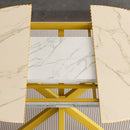 Round Dining Table With Extendable Blades, X Base