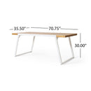 Outdoor Dining Table With Slat Top - Teak / White