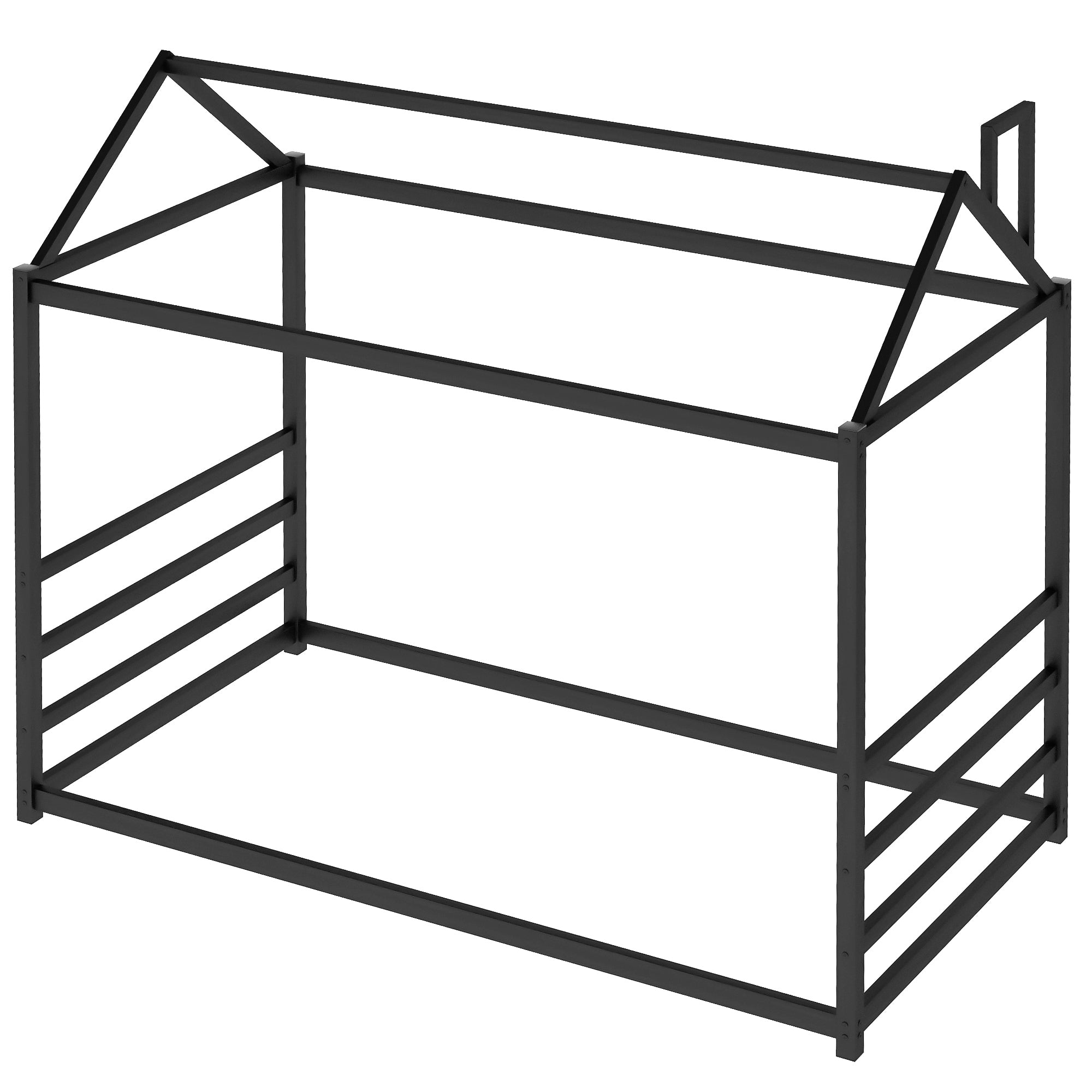 House Platform Bed with Roof and Chimney Design,Black - Atlantic Fine Furniture Melbourne FL