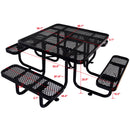 Square Outdoor Steel Picnic Table, With Umbrella Pole