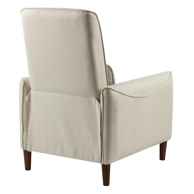 Upholstered Push Recliner Chair With Rubber Wood Legs For Living Room