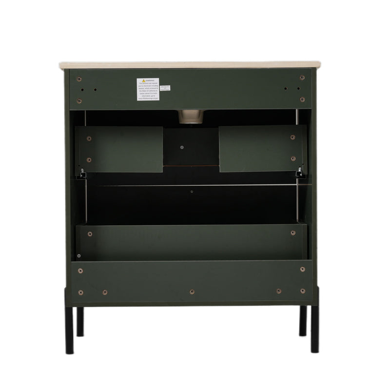 Bathroom Vanity With Ceramic Sink, Fluted Design