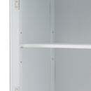 Tall Bathroom Storage Cabinet With Glass Doors, Free-Standing, Two Drawers, And Adjustable Shelves, MDF Board, Painted Perfect For Displaying Your Favorite Items