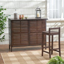 Bar Table With Slat Panel Design - Dark Brown