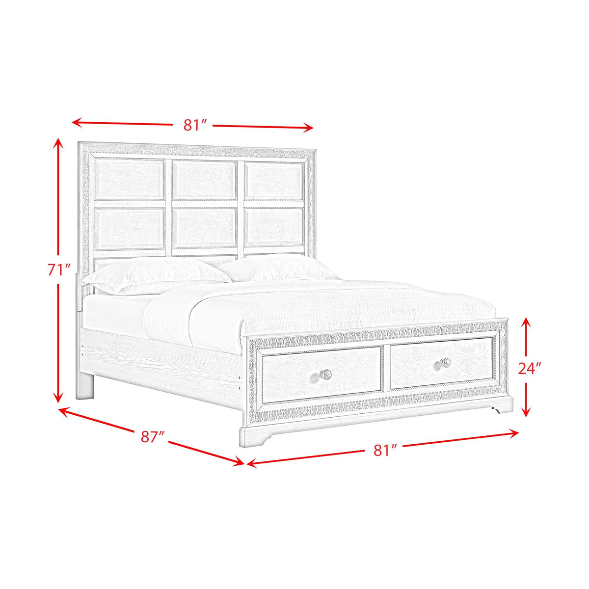 Romilly Storage Bedroom Set in White by Elements International, view 5
