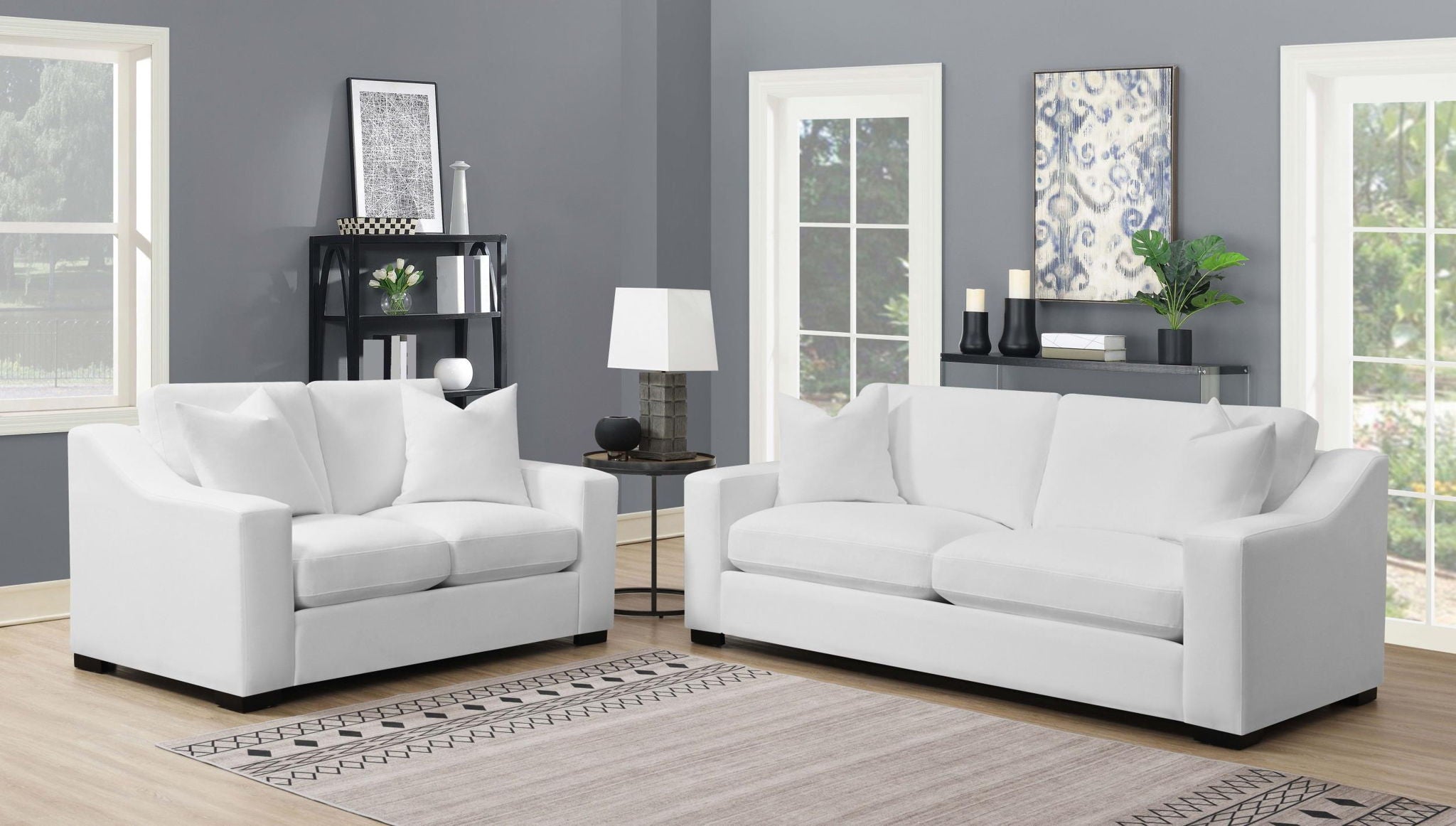 Ashlyn Upholstered Sloped Arm Loveseat White