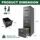 Premium Drawer File Cabinet With Lock, Metal Vertical Design, A4 Legal / Letter Size