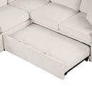 Sectional Sofa Convertible Pull-Out Bed With Storage Ottoman & USB Ports