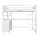 Full size Loft Bed with Drawers and Desk, Wooden Loft Bed with Shelves - White(OLD SKU:LT001529AAK)