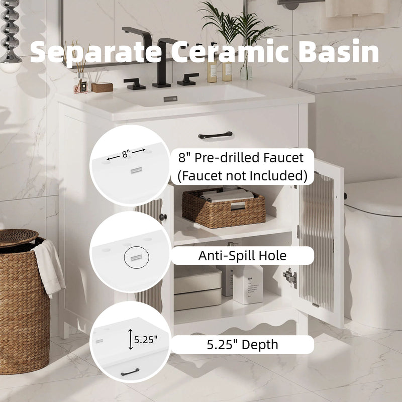 Modern Bathroom Vanity With Tempered Glass Doors