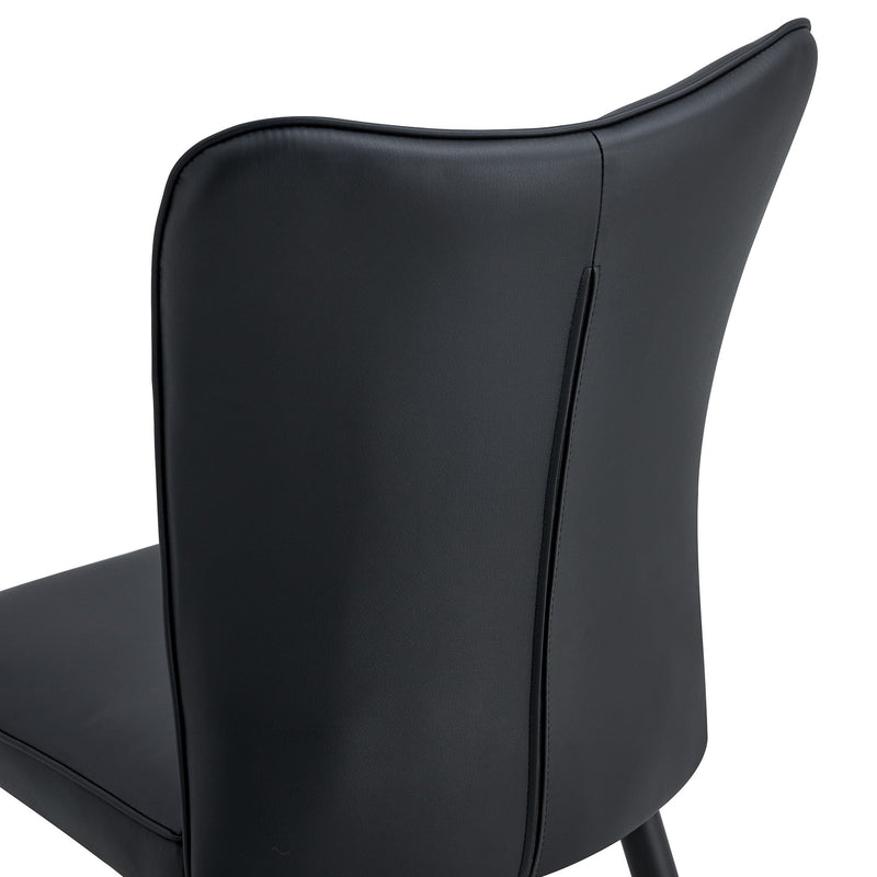 Modern Chair Set 4 Pieces With Vertical Backrest Design For Kitchen And Living Rooms - Black