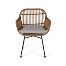Outdoor Rattan Accent Chair With Metal Legs