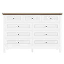 Rustic Storage Dresser With 9 Drawers And Silver Handle