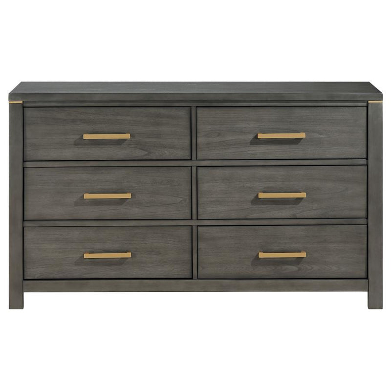 Kieran - 6-Drawer Bedroom Dresser - Gray