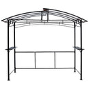 Grill Gazebo 8X5Ft, Outdoor Patio Canopy, Bbq Shelter With Steel Hardtop And Side Shelves - Black