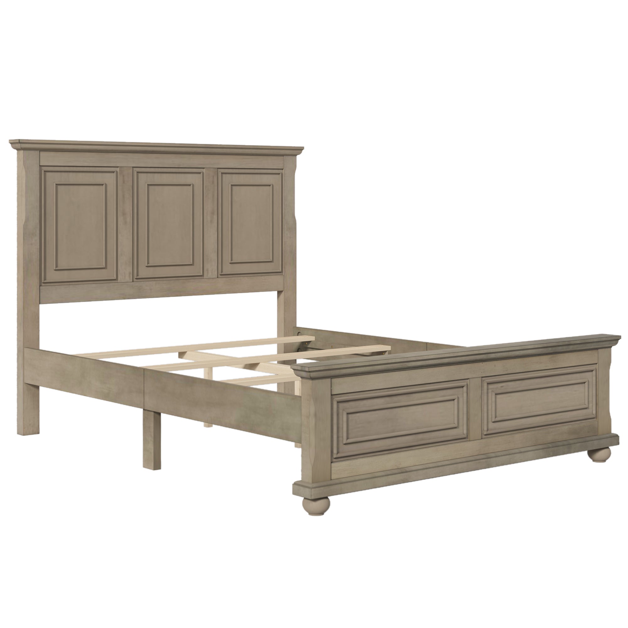 Traditional Town and Country Style Pinewood Vintage Queen Bed, Stone - Atlantic Fine Furniture Melbourne FL