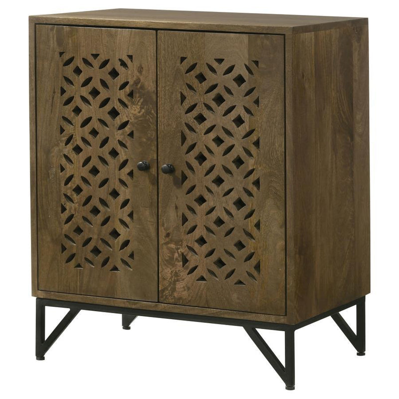 Zaria - 2 Door Wood Trellis Accent Storage Cabinet - Brown