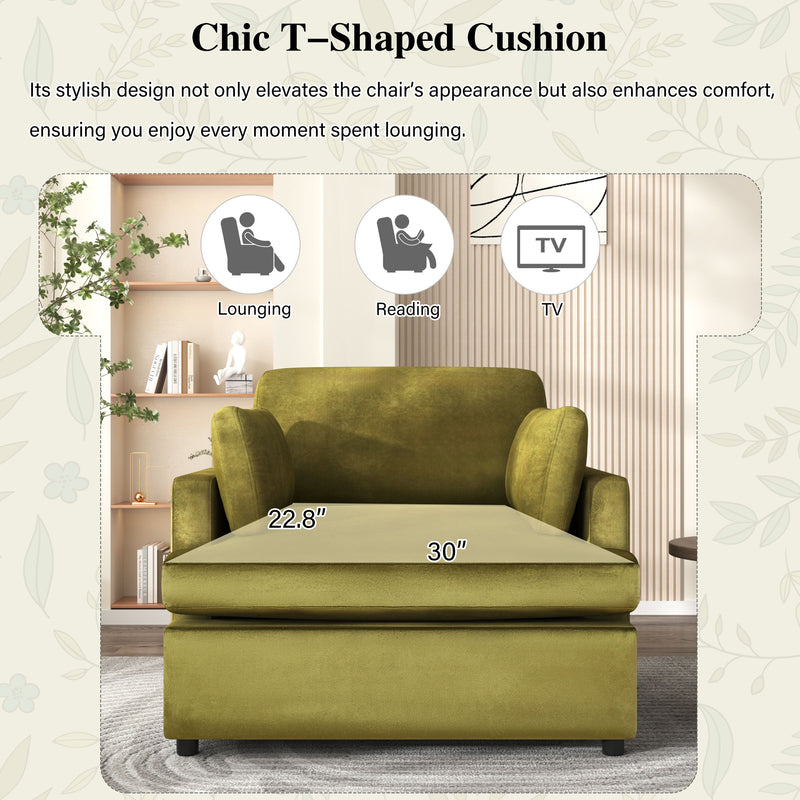 Oversized Accent Chair Comfortable Armrest Cushions, Versatile Neutral Style, Elegant Design, Durable Frame