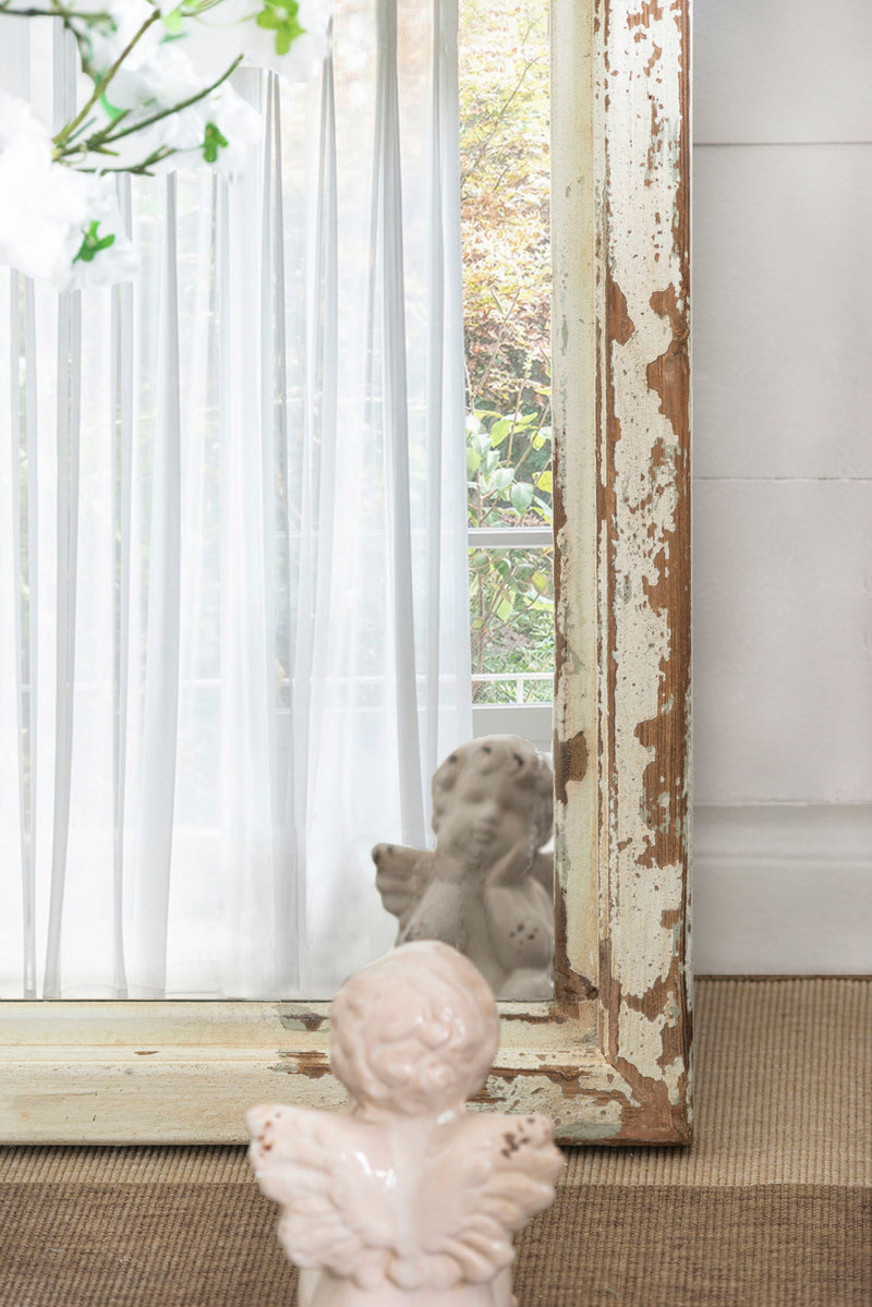 Oversized Full Length Floor Mirror, Vintage Shabby Chic Wooden Frame For Leaning, Bedroom, Living Room - White