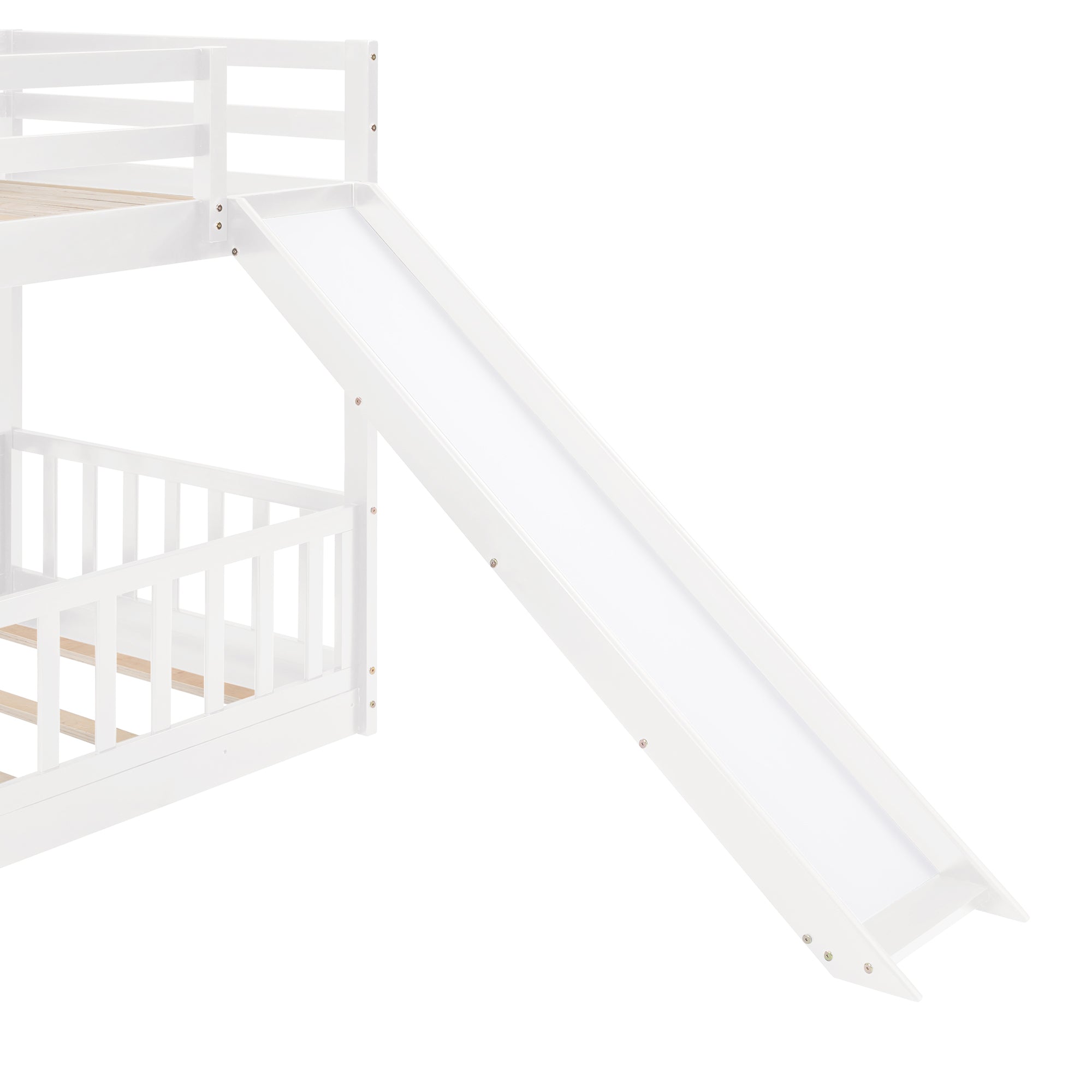 Twin Over Twin Bunk Bed with Slide and Ladder, White(Old SKU:LP000009AAK)