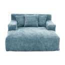 Chenille Interior Lazy Sofa Chaise Longue Armchair With 3 Pillows And Armrests