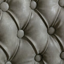 French Style Solid Wood Frame Antique Painting, Hand-Pulled Buckle Decoration PU Artificial Leather Dining Chair With Nailhead Trim, Wood Legs